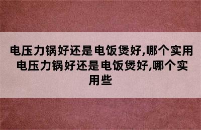 电压力锅好还是电饭煲好,哪个实用 电压力锅好还是电饭煲好,哪个实用些